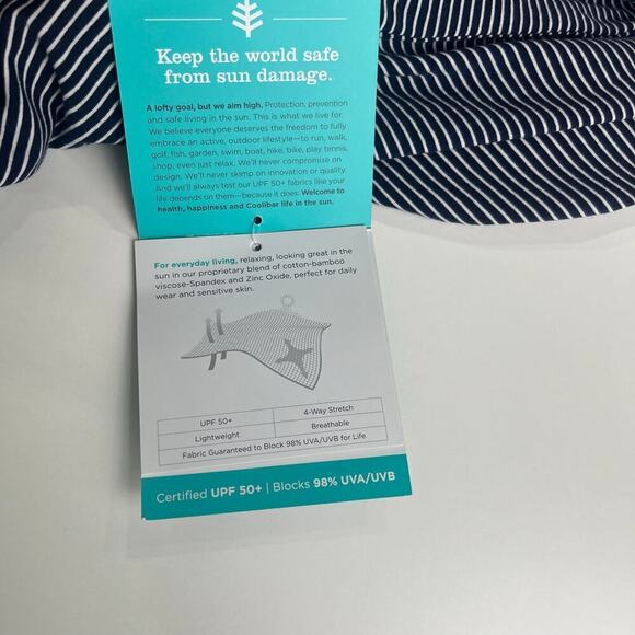 Coolibar Mens Merrit Long Sleeve Pocket Polo Shirt Blue White Striped UPF50‎ NWT - Picture 13 of 13